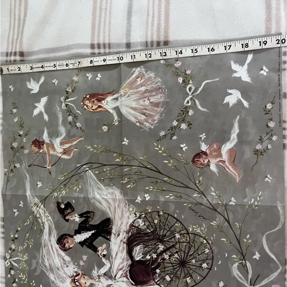 Vintage Gordon Fraser wedding wrapping paper 3 large sheets Bride Groom